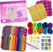 Weaving Loom Kit - 300pcs Rainbow Knitting Refill Loops in 10 Colors, Make 8 Potholders for Beginners